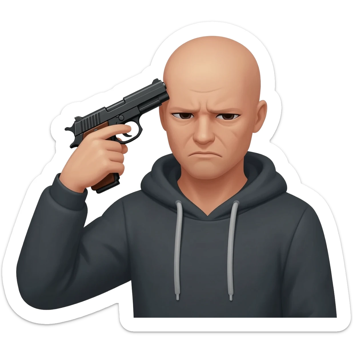 an emoji holding a gun to its head sticker