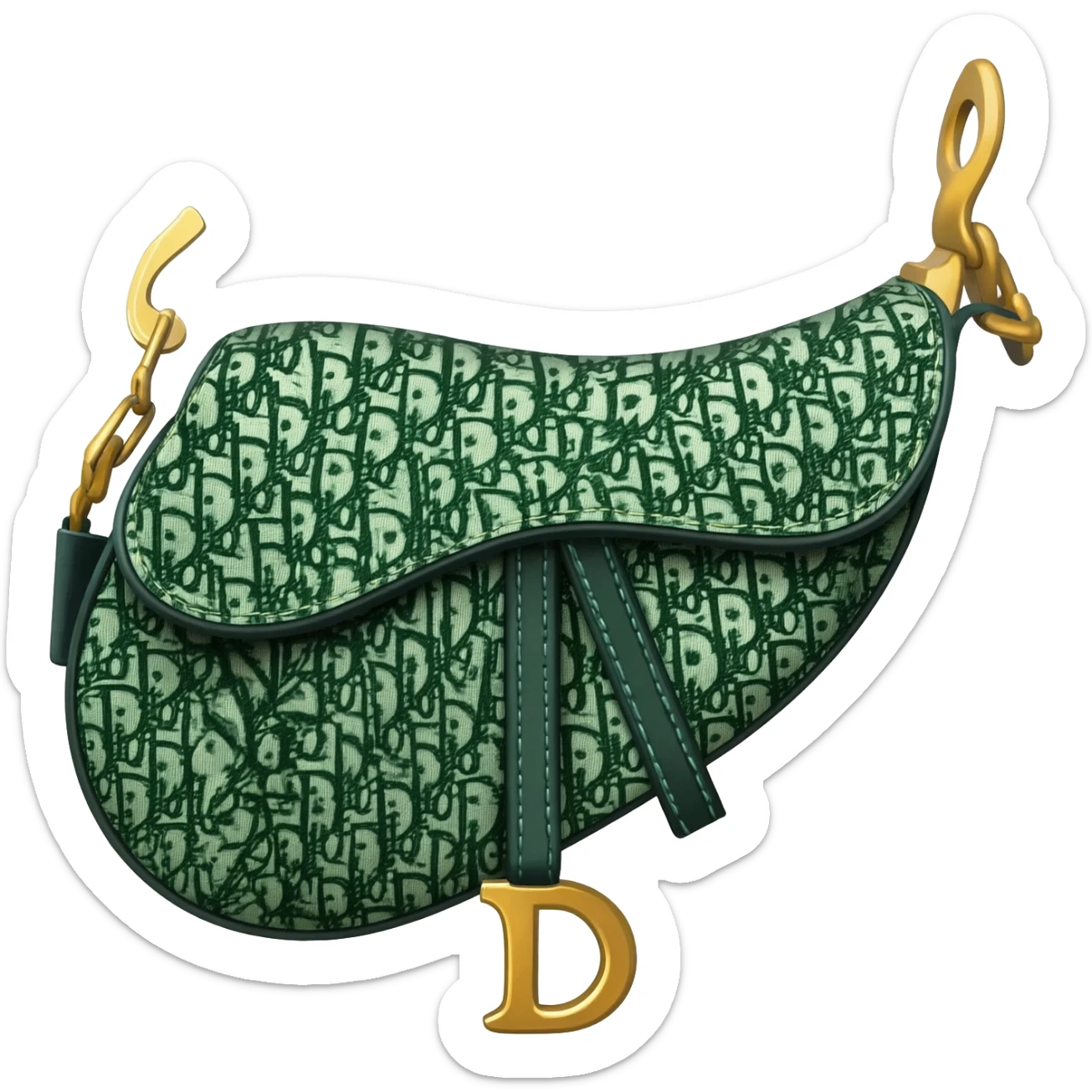 green dior print saddle bag sticker