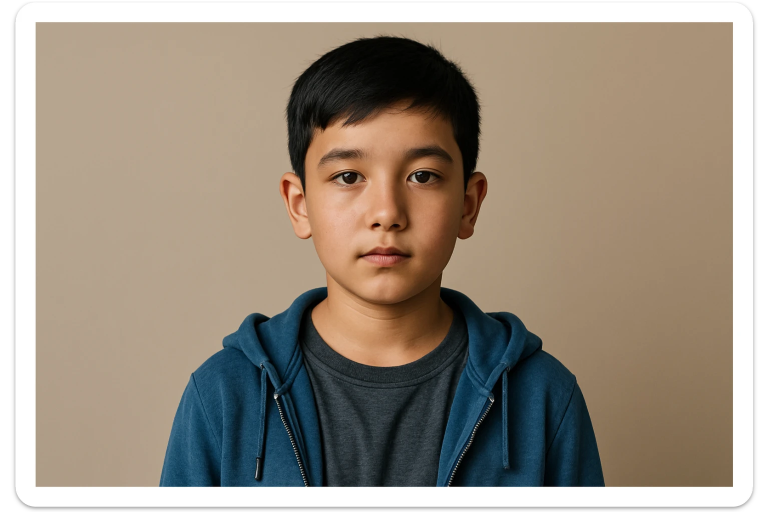 menga 10 11 yoshli bolani tasvirlab ber orqa fonda hech qanday narsa bo'lmasin va u bola o'zbek bo'lsin hech qanday milliy liboslarsiz sticker