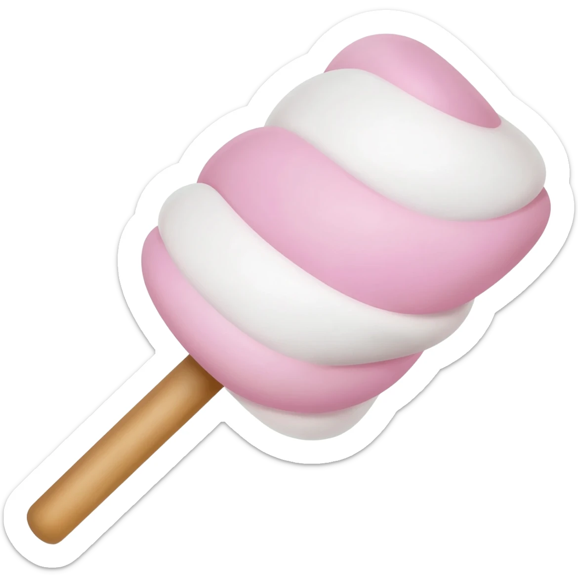 Pink and white marshmallows on a stick sticker