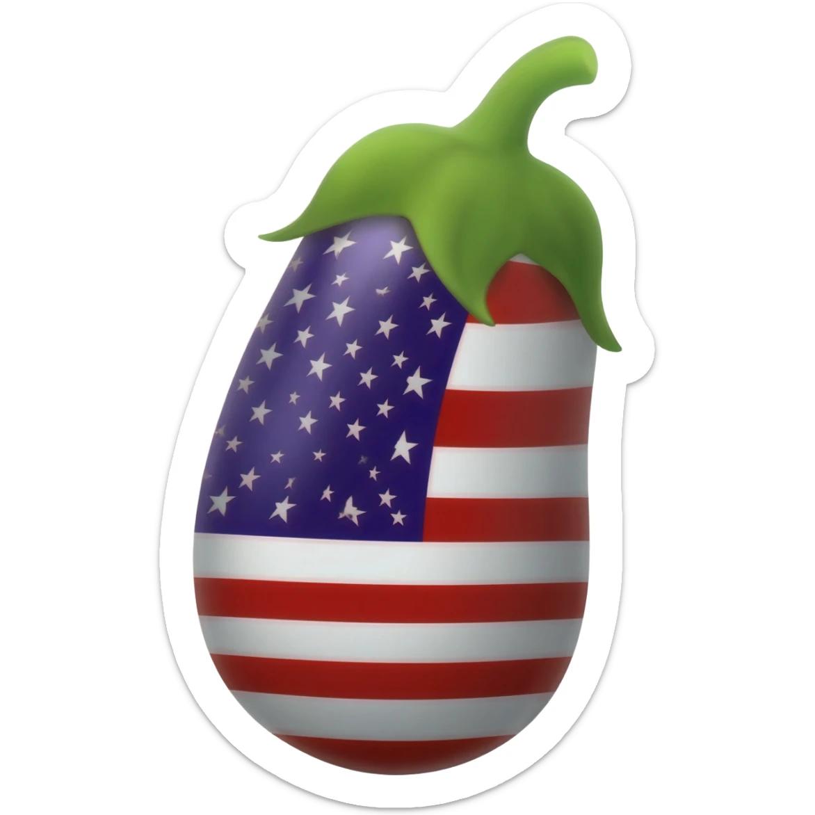 Eggplant with an American flag as its skin sticker