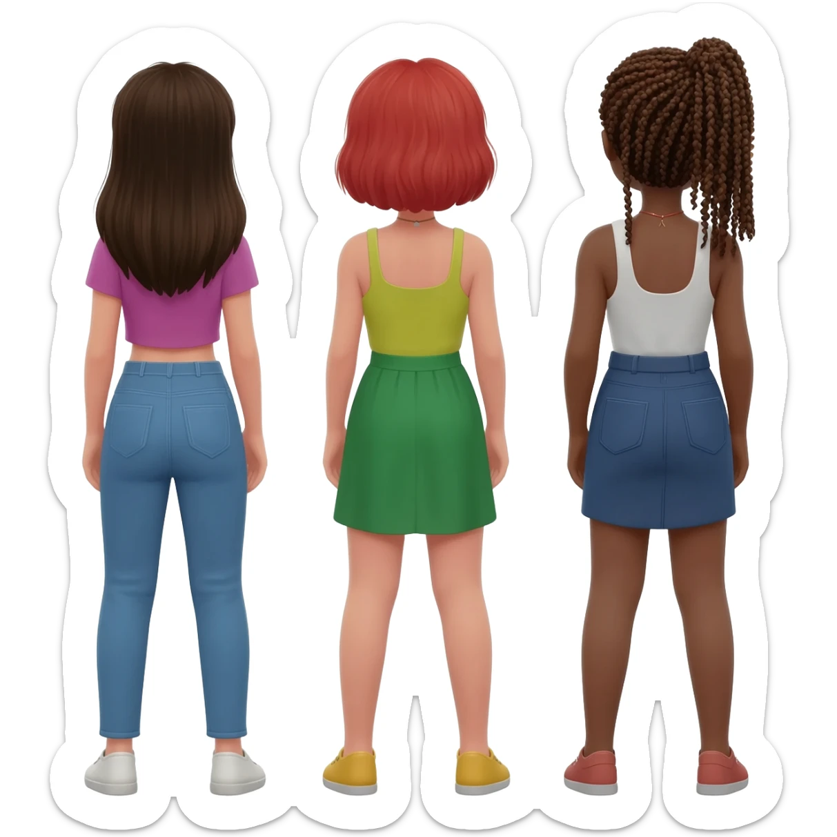 3 дівчини різні стоять спиною
тіло видно sticker