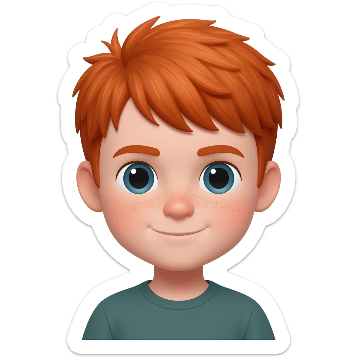 un niño pequeño pelirrojo con corte de hongo y cabello muy lacio sticker