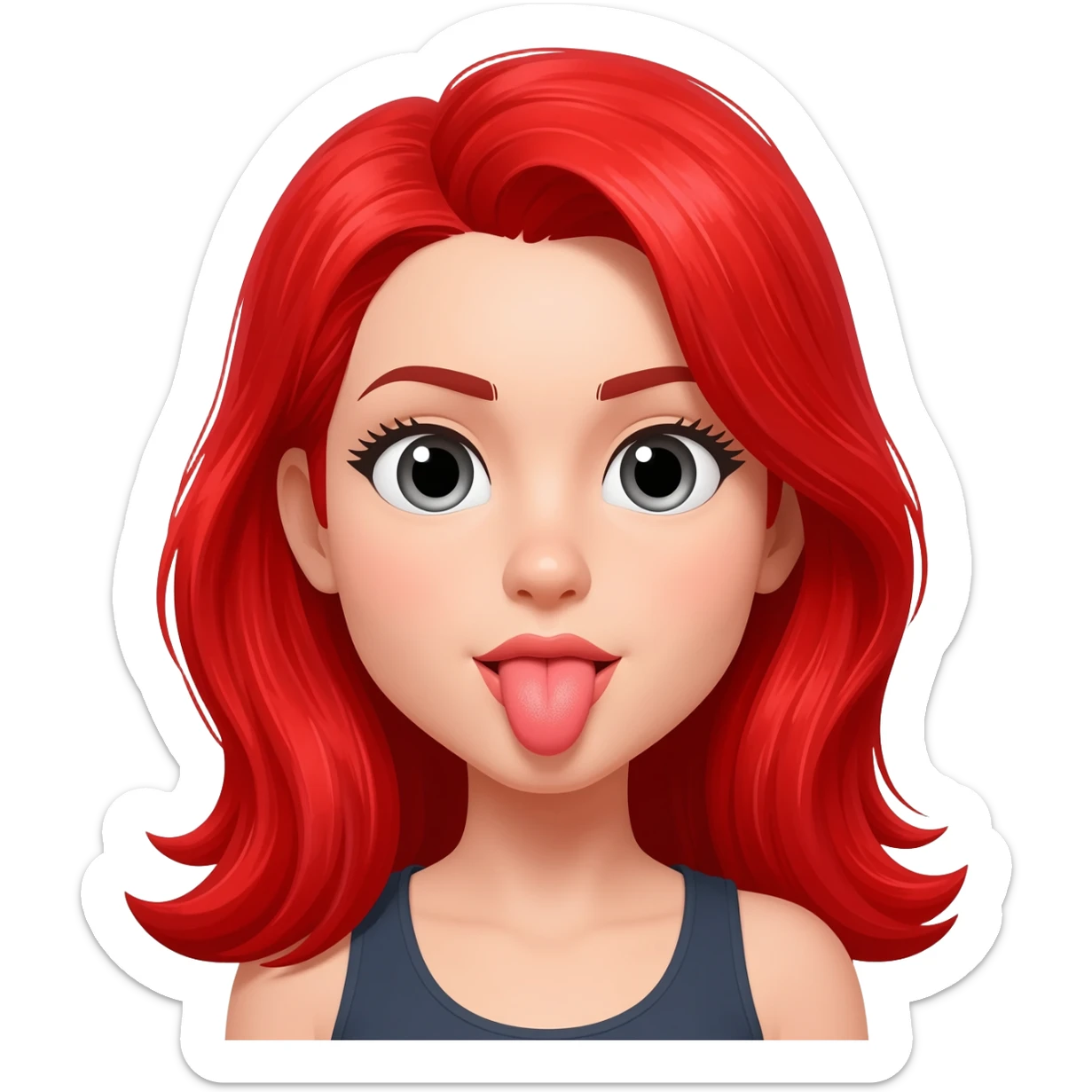 Mujer sacando la lengua con peló rojo sticker