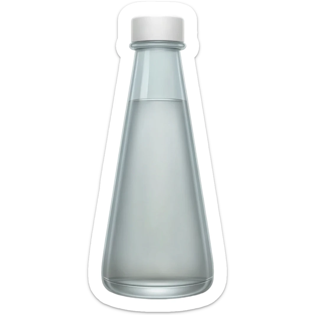 aesthetic clear syrup in tall clear full glass drink bottle with white lid realistic soft textures sticker