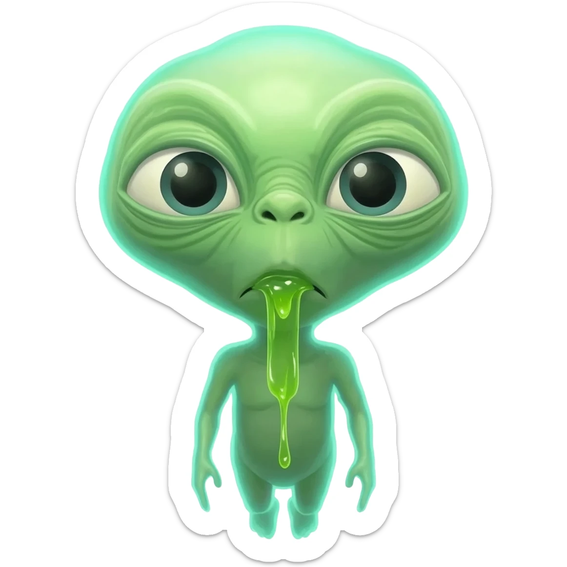 E.T. The Extra-Terrestrial from the movie puking green liquid sticker