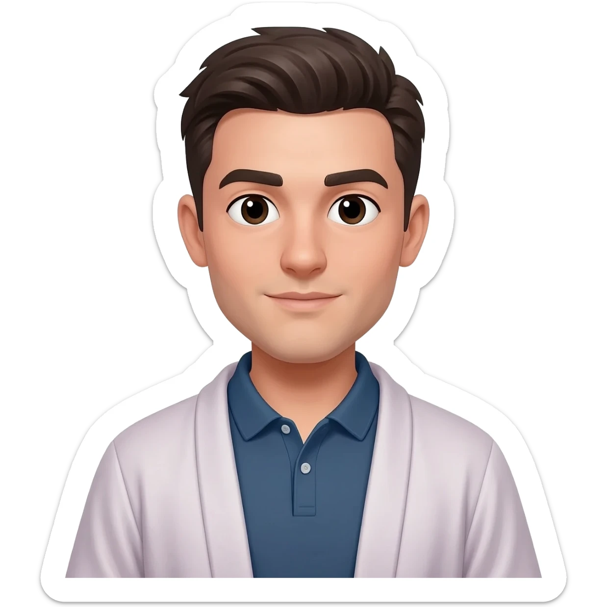 Un emoji con una cara androgena y vestimenta polo con bata sticker