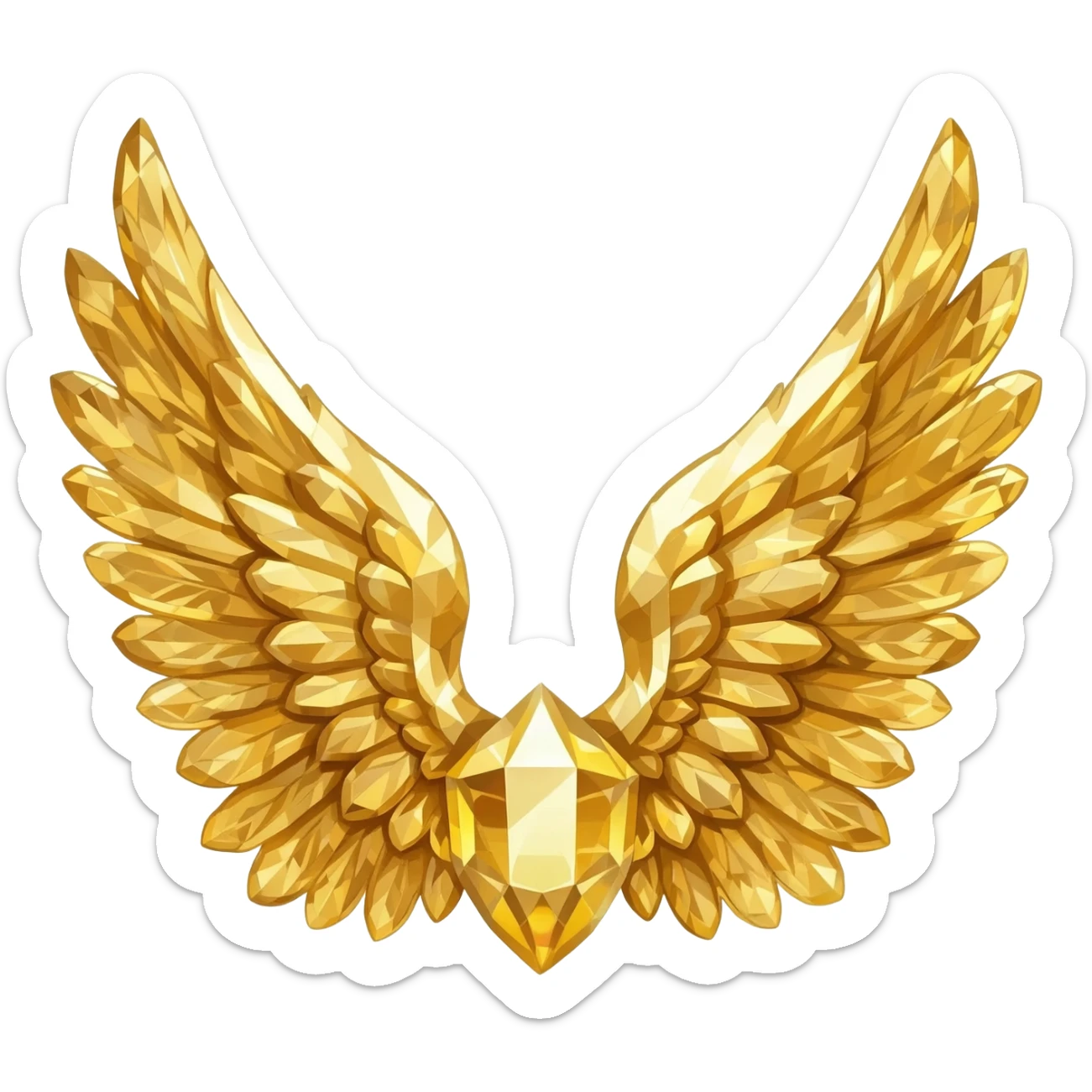 raw golden crystal with angel wings sticker