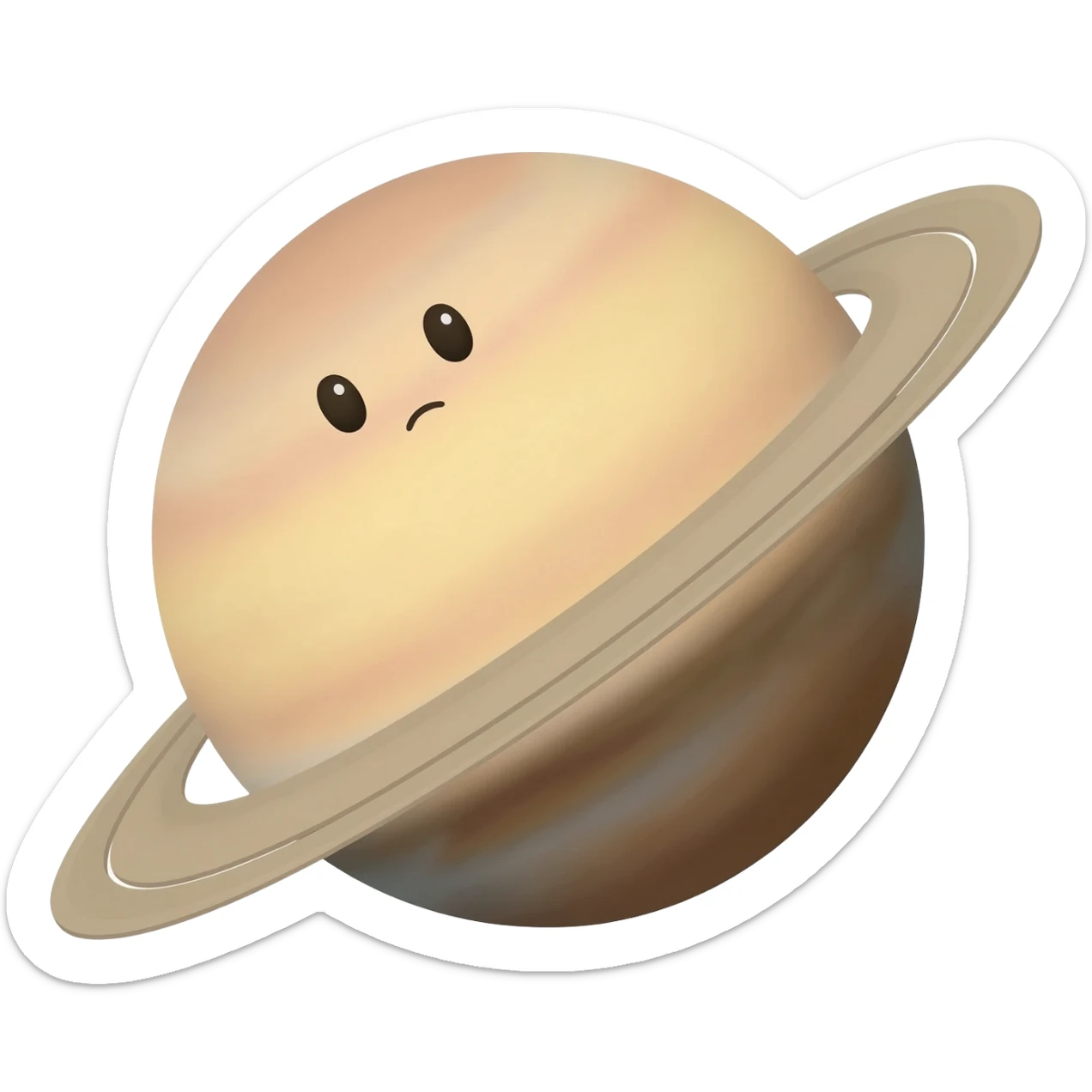 make a similar image of the planet uranus but without the eyelashes.  Have the face look a little confused as the planet is tilting sideways.  The planet should have a single ring around it. sticker