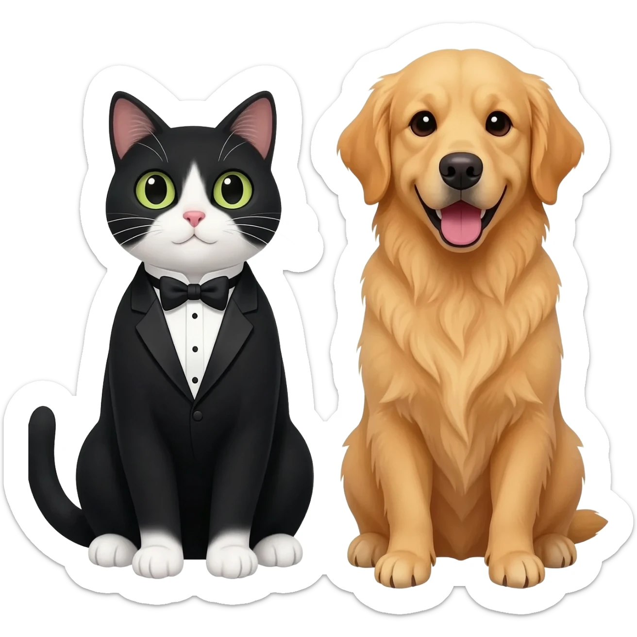 Tuxedo Cat and golden retriever sticker