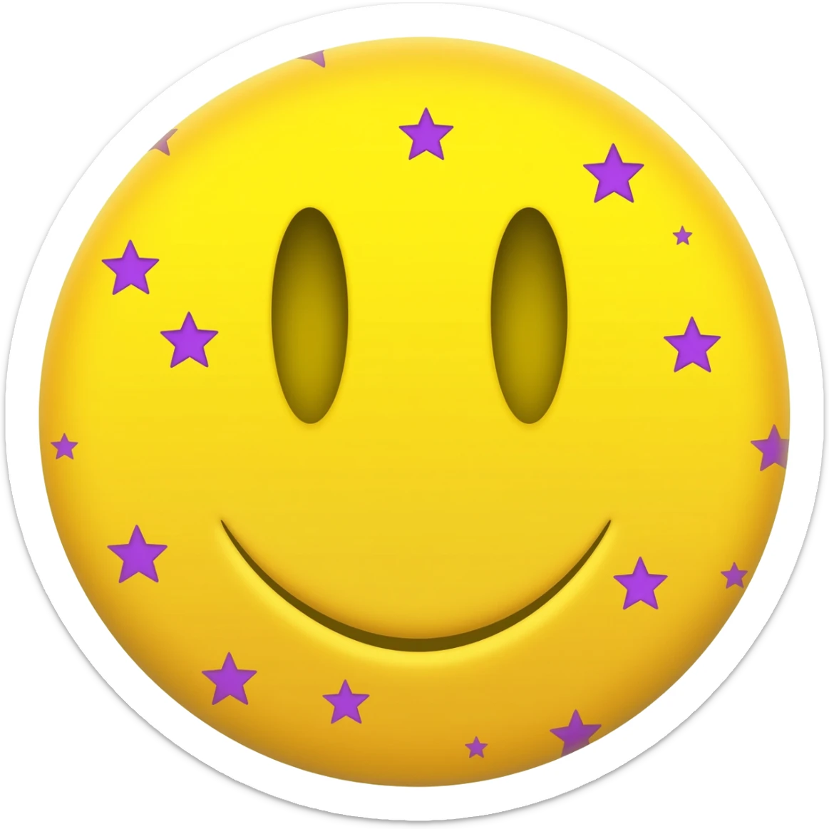 Yellow emoji with purple stars sticker