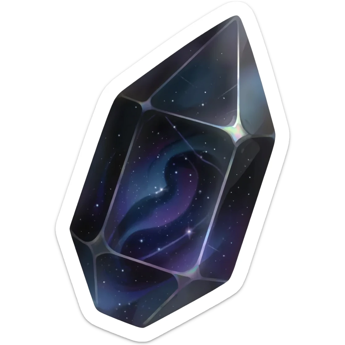 black iridescent nebula crystal shard sticker