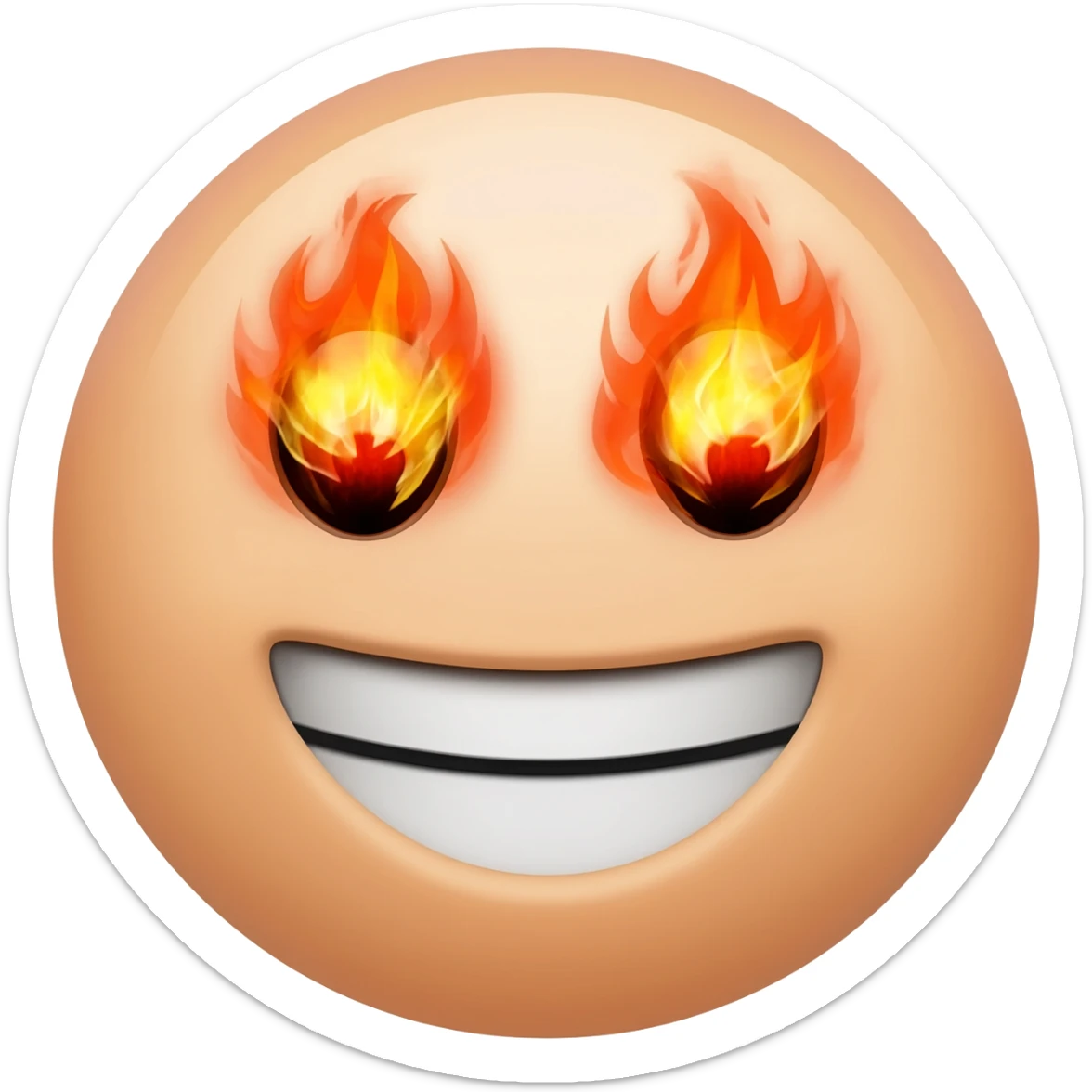 a emoji iphone happy and fire eyes sticker
