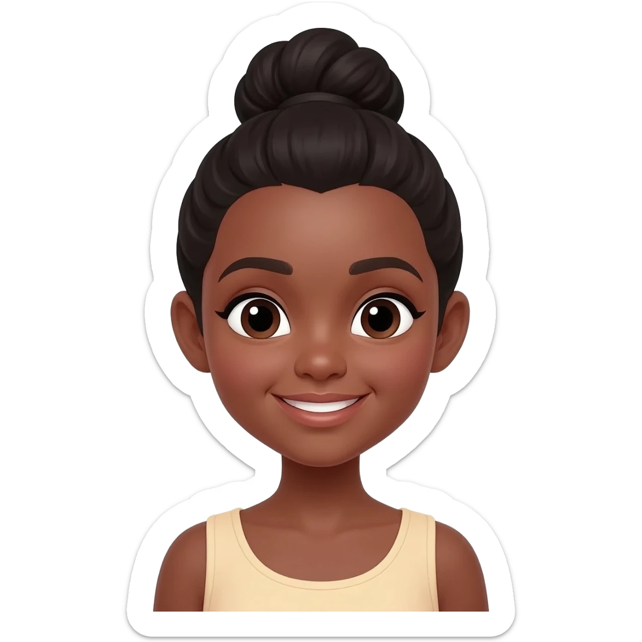 A cute lady with a black bun and brown skin sticker