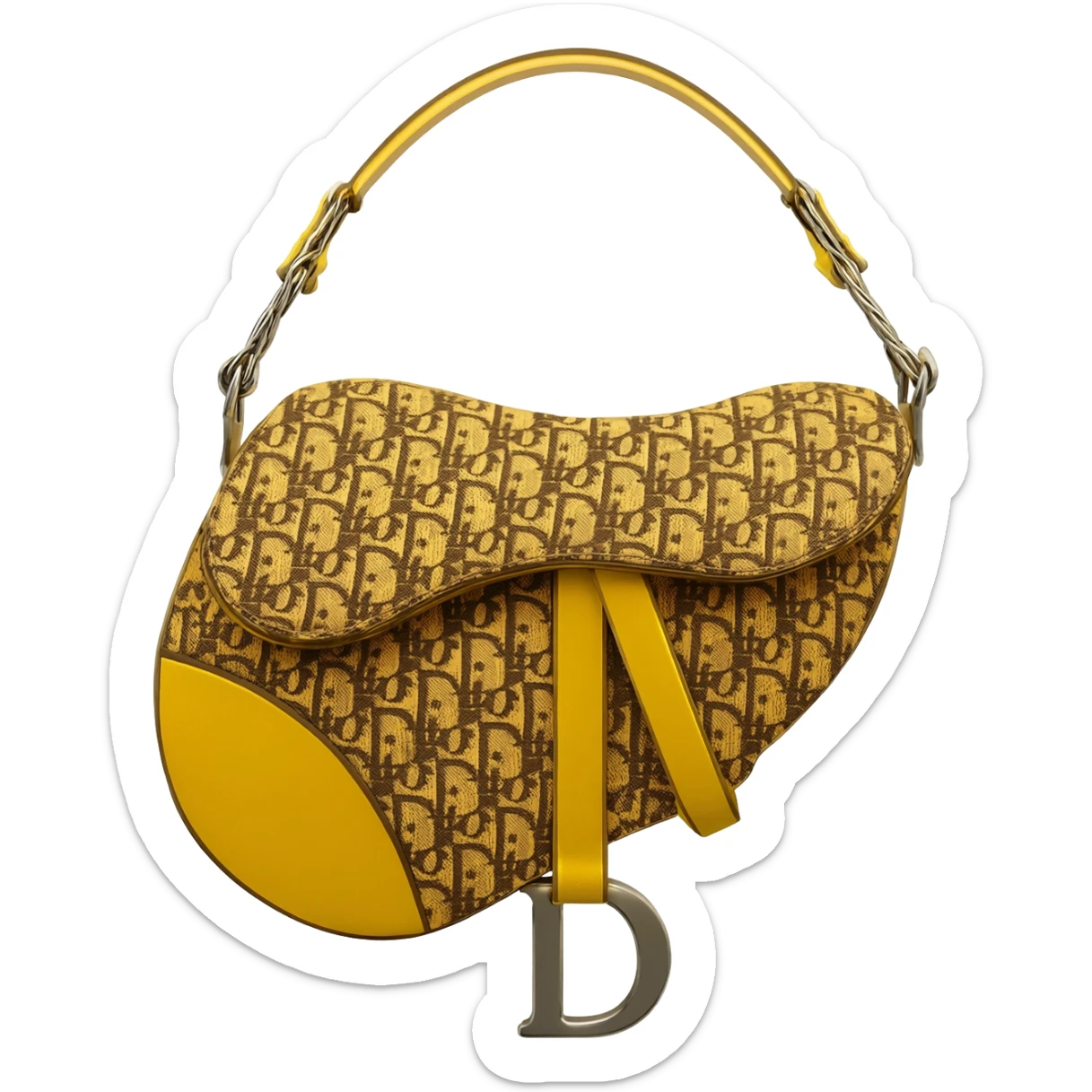 yellow dior printed saddle bag sticker