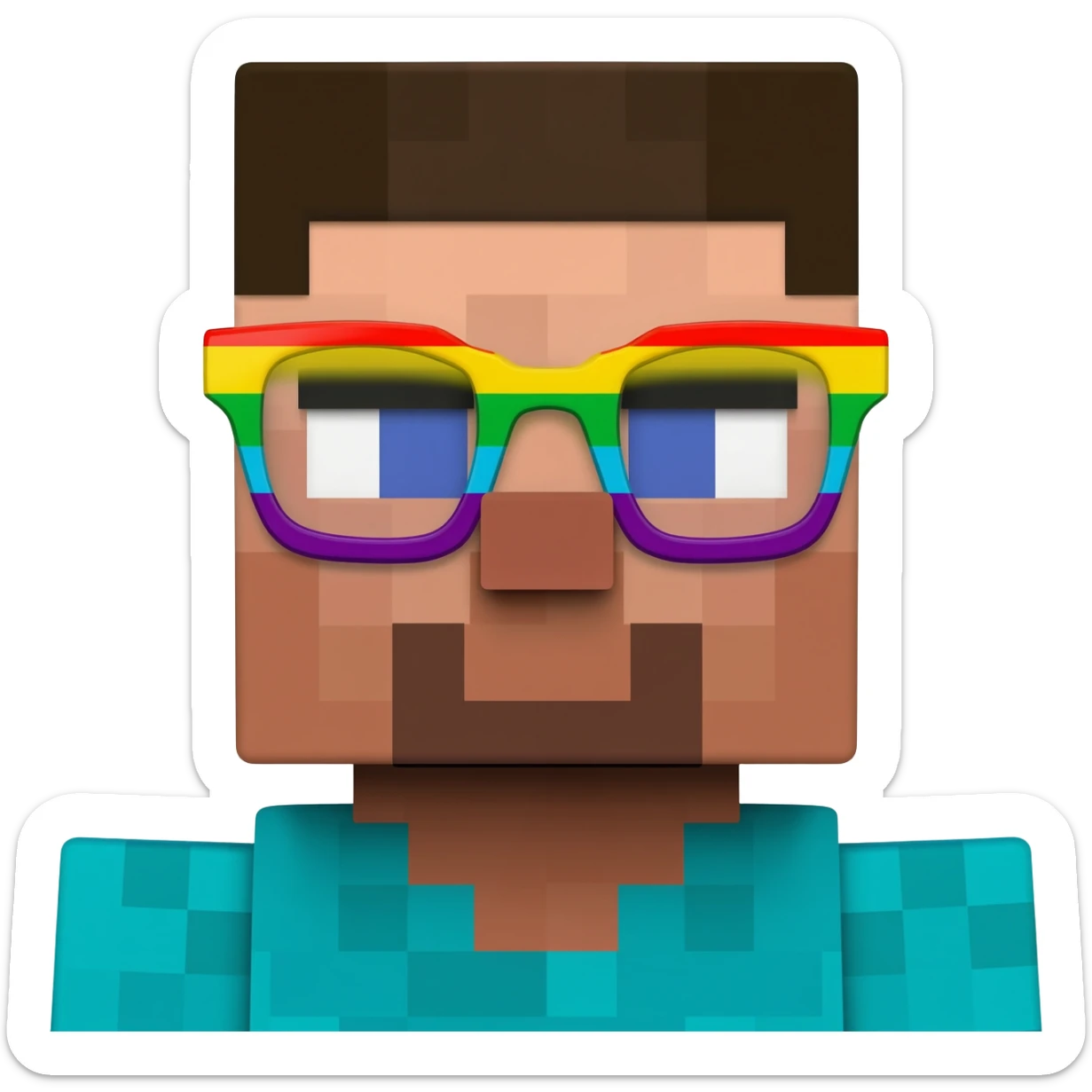 minecraft steve with rainbow glasses saying hype but make backround transparent sticker