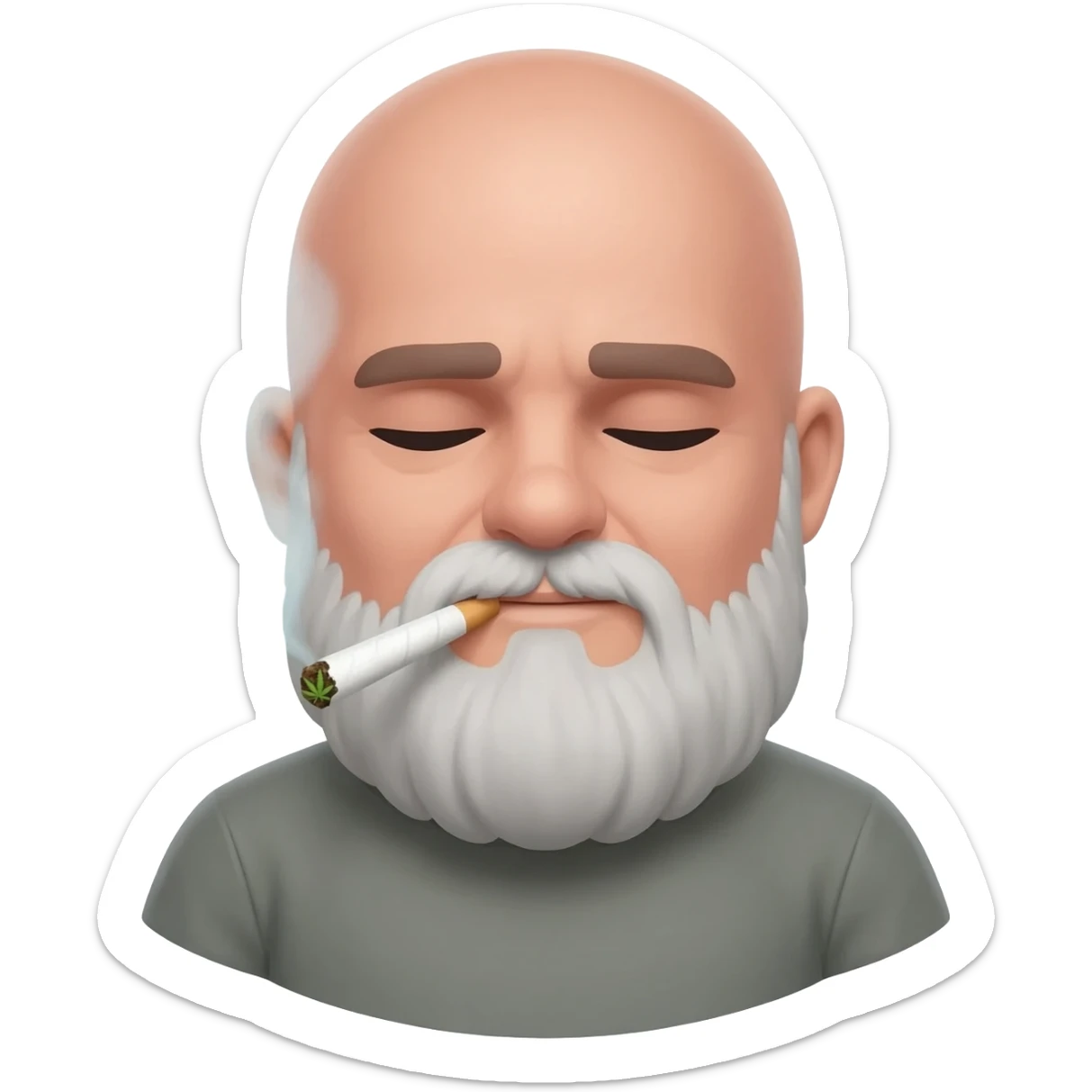 Bald man with white beard smoking Weed sticker
