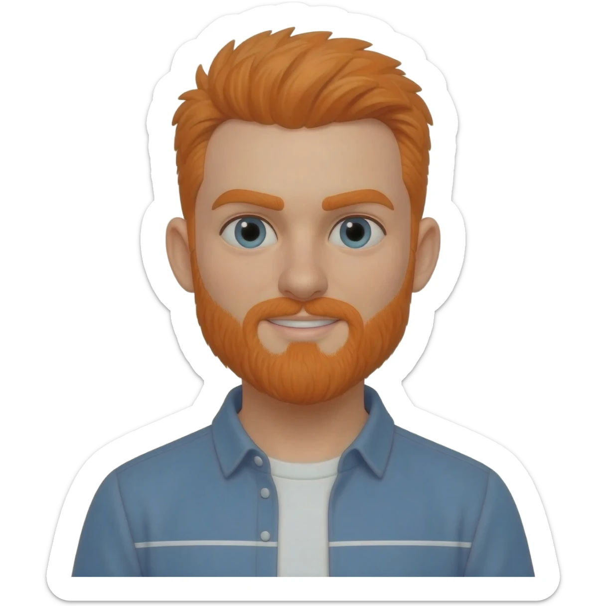 "3D premium,3D Man: Fair complexion and ORANGE hair and beard sticker
