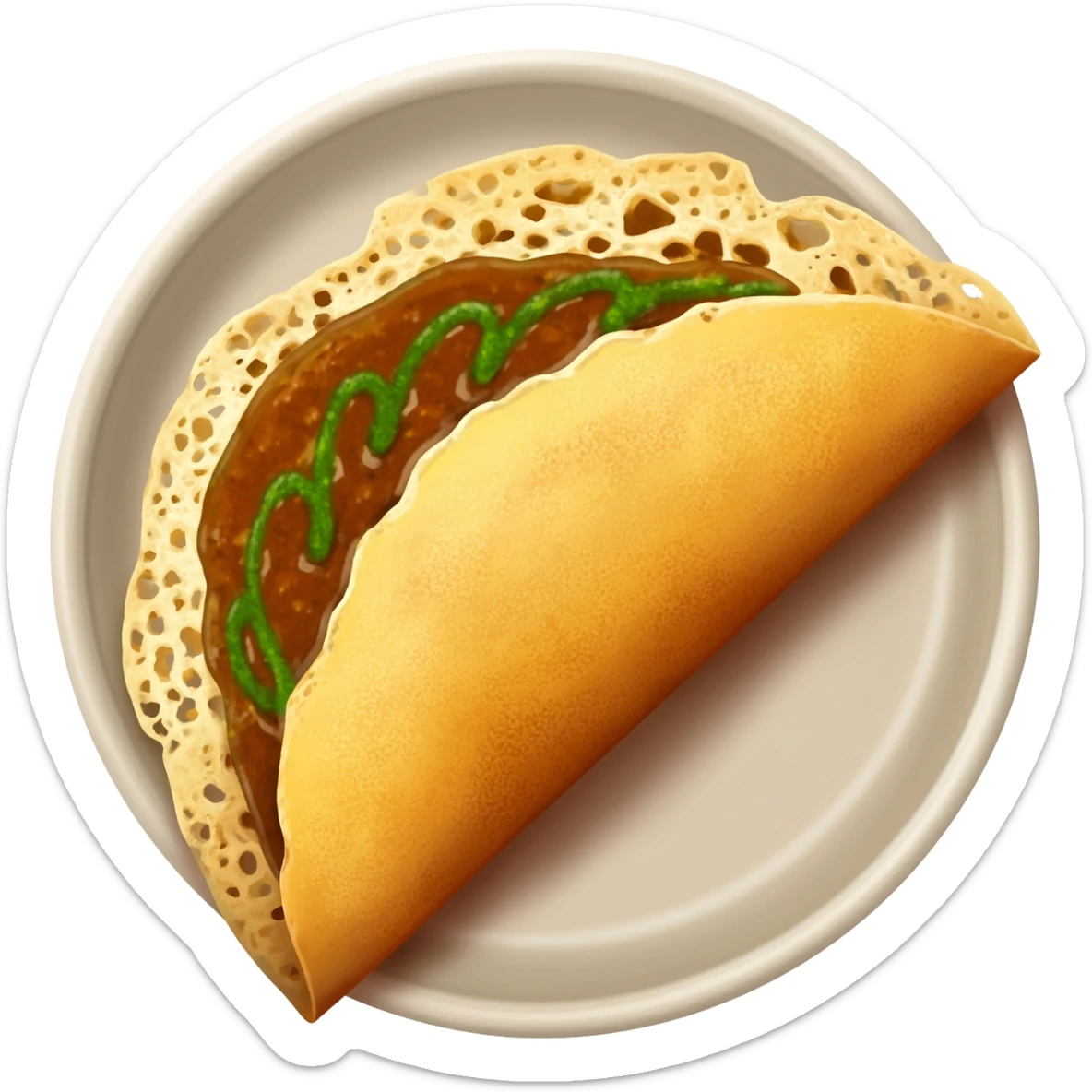 Beene dosa with sambar and chatni sticker