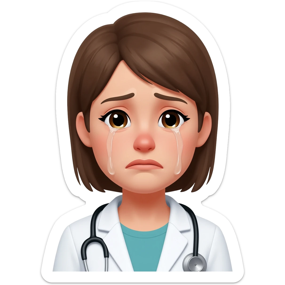 female doctor crying heavily sticker