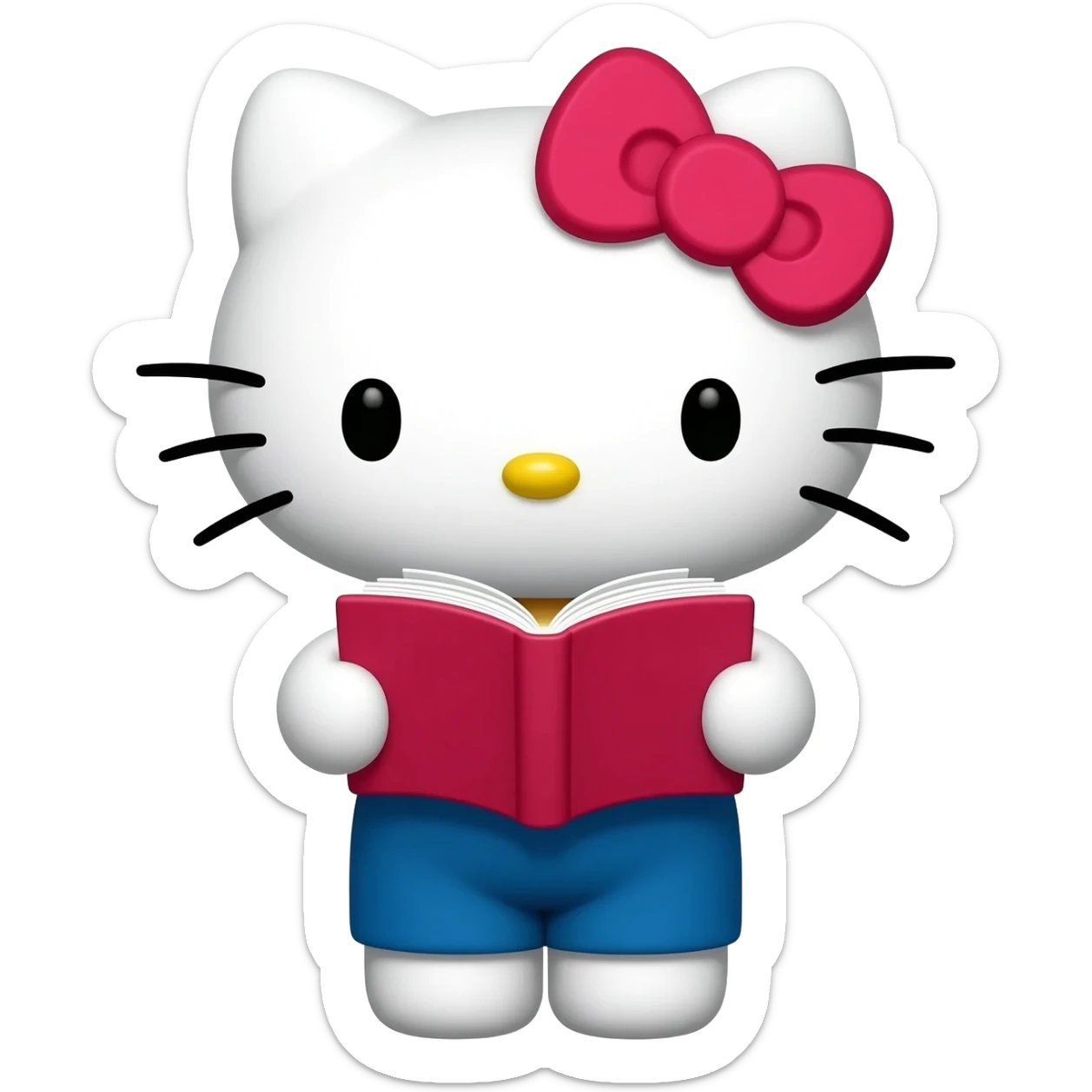 hello kitty reading nerd sticker