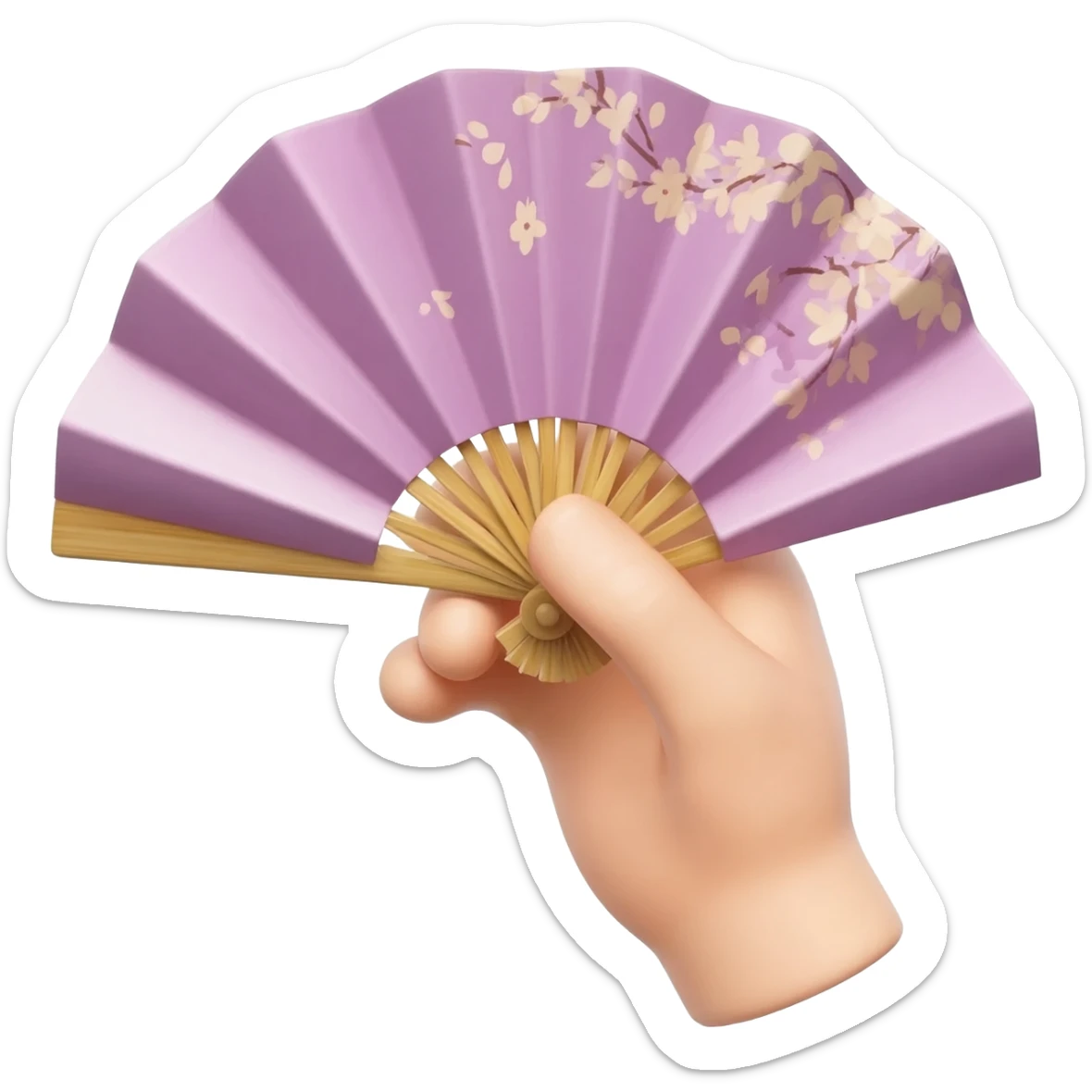 hand with Japanese fan sticker