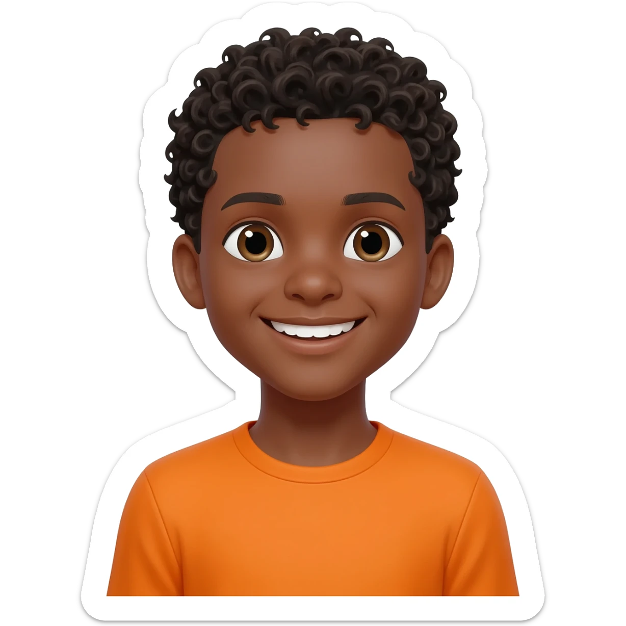 black boy curly hair orange shirt I love you sticker