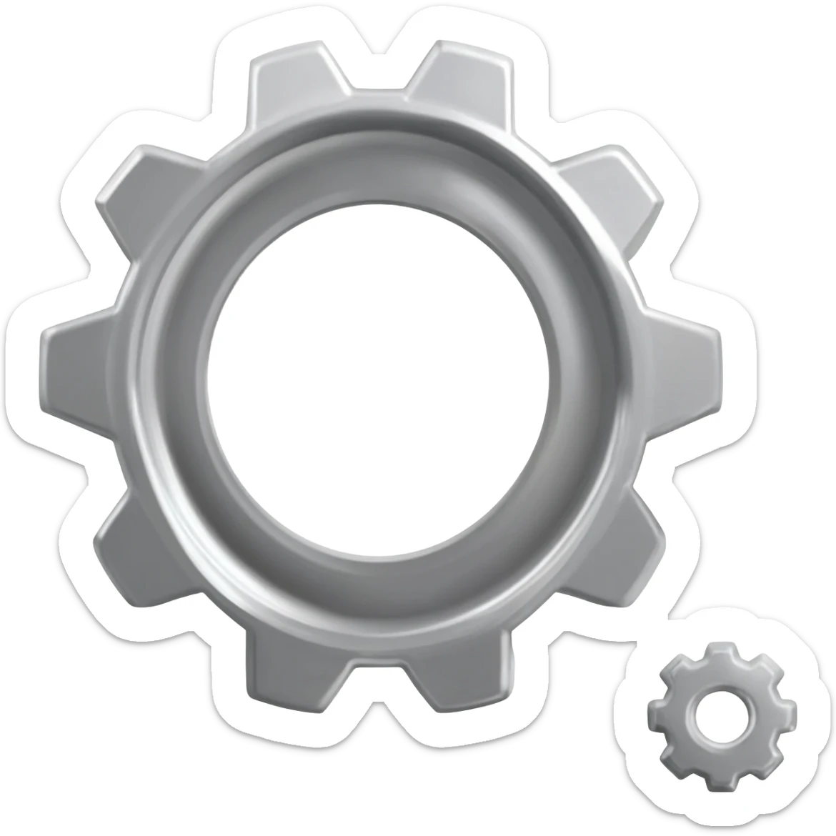 silver metallic gear cog settings icon sticker