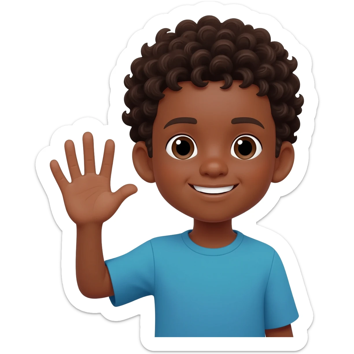 sad black boy waving curly hair sticker