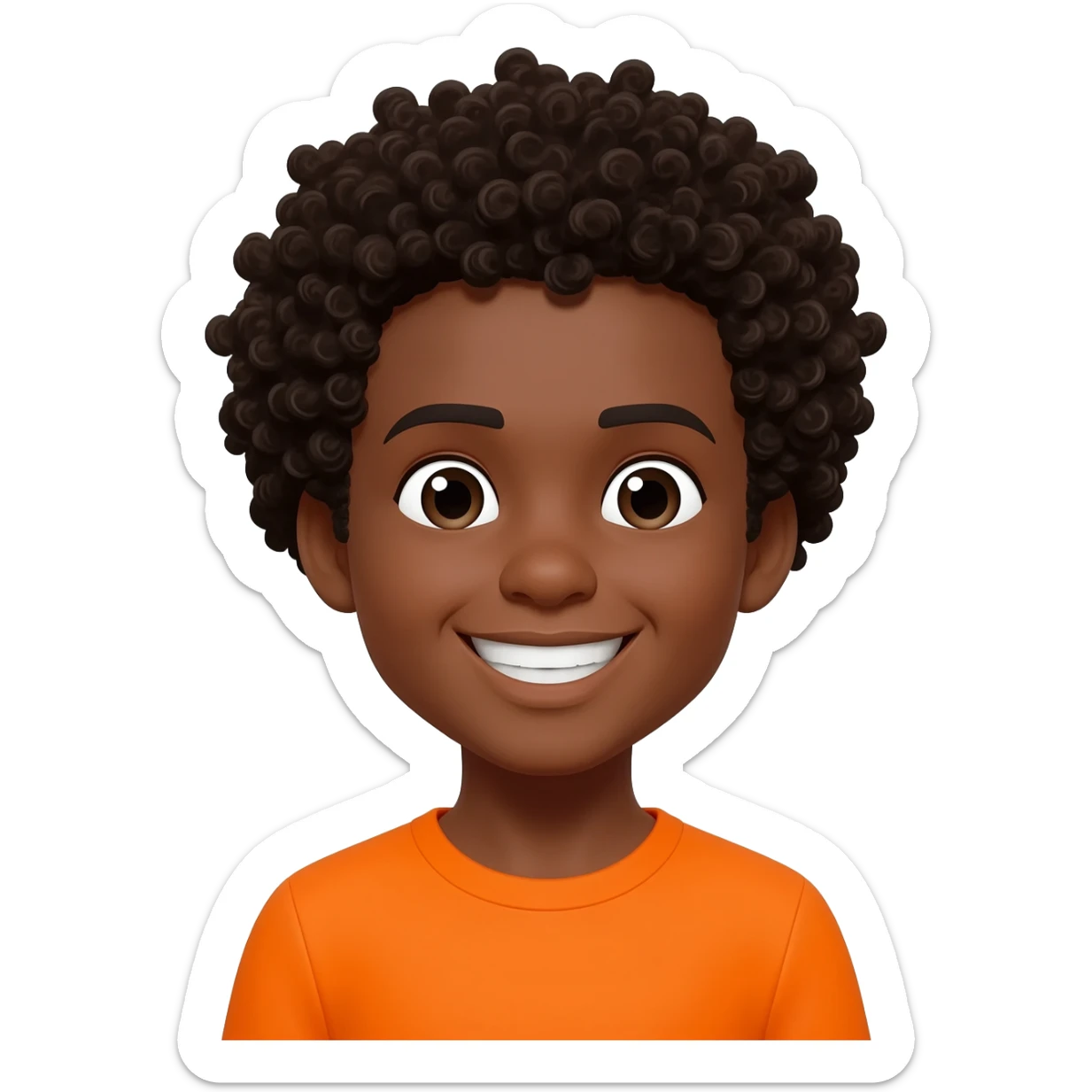 black boy curly hair orange shirt love you sticker