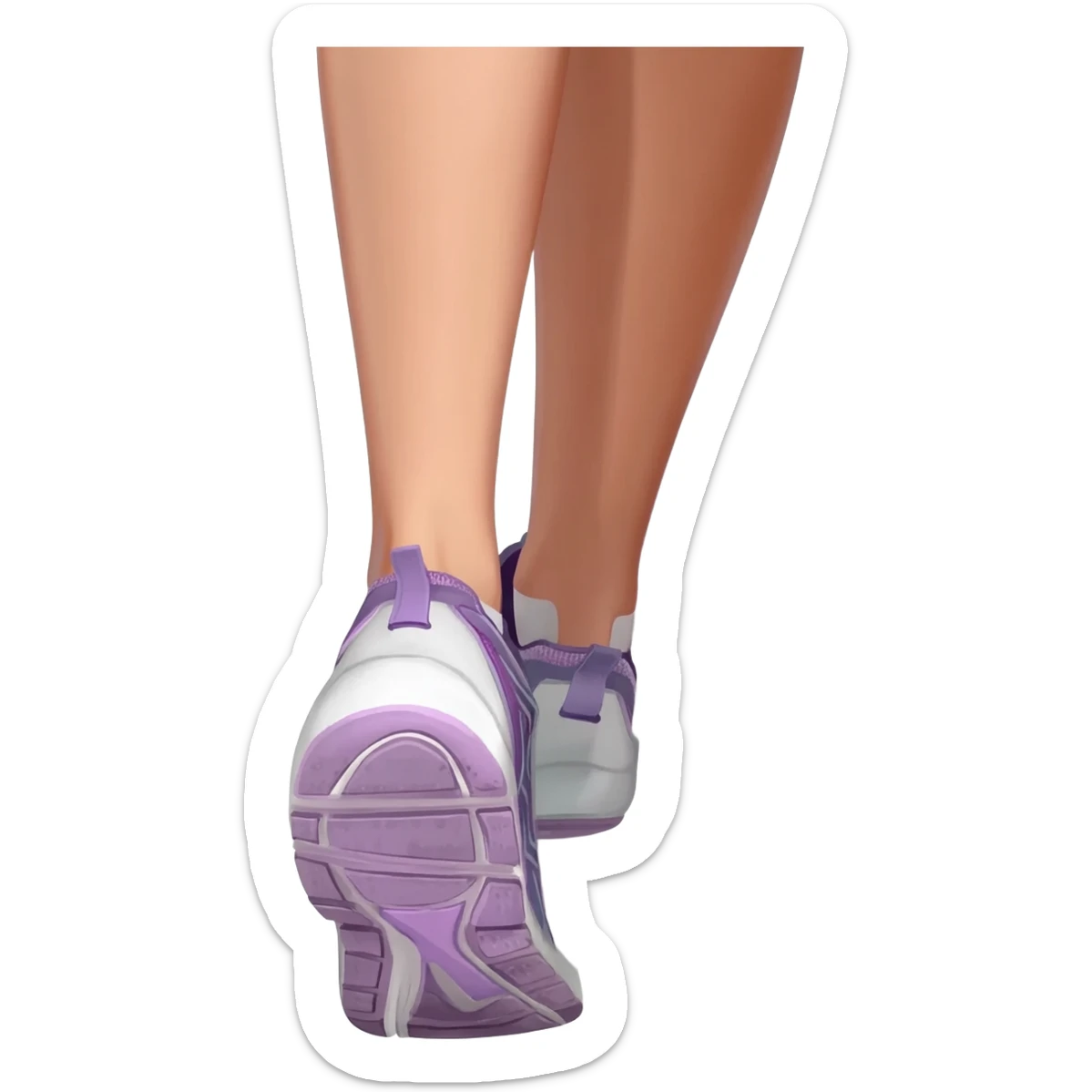 angle from females eyes perspective down at girl with fitness shoes walking / taking steps sticker