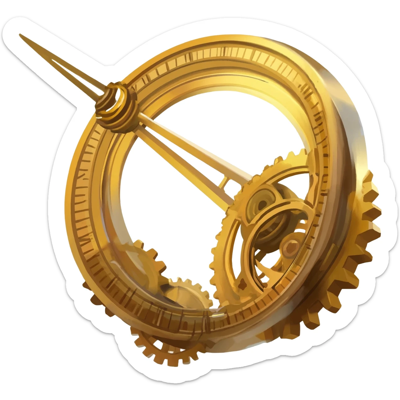 colossal floating sundial casting beams of golden light sticker