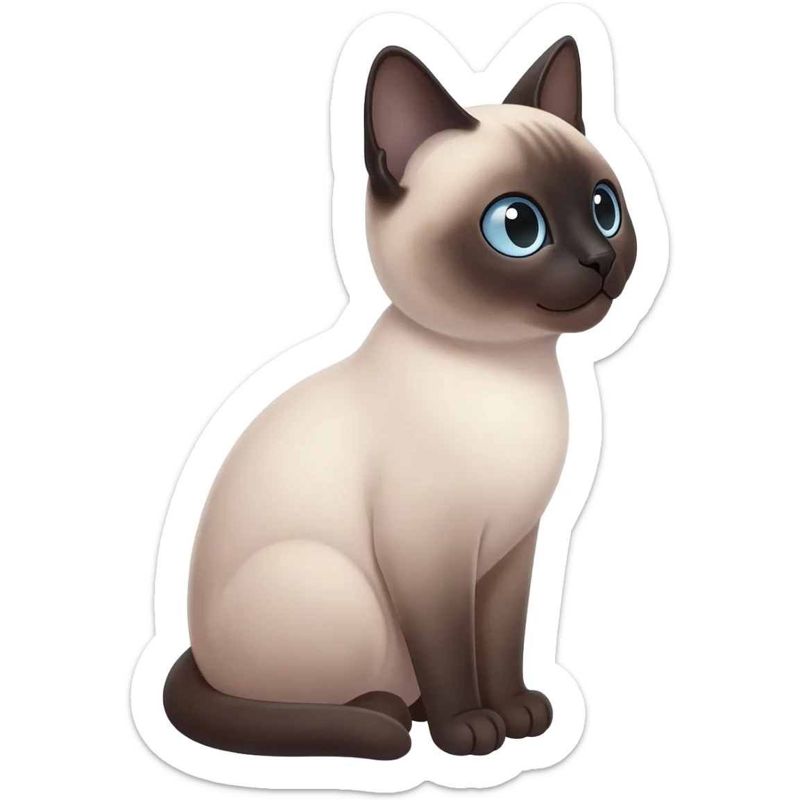 Siamese cat sits and looks to the right sticker