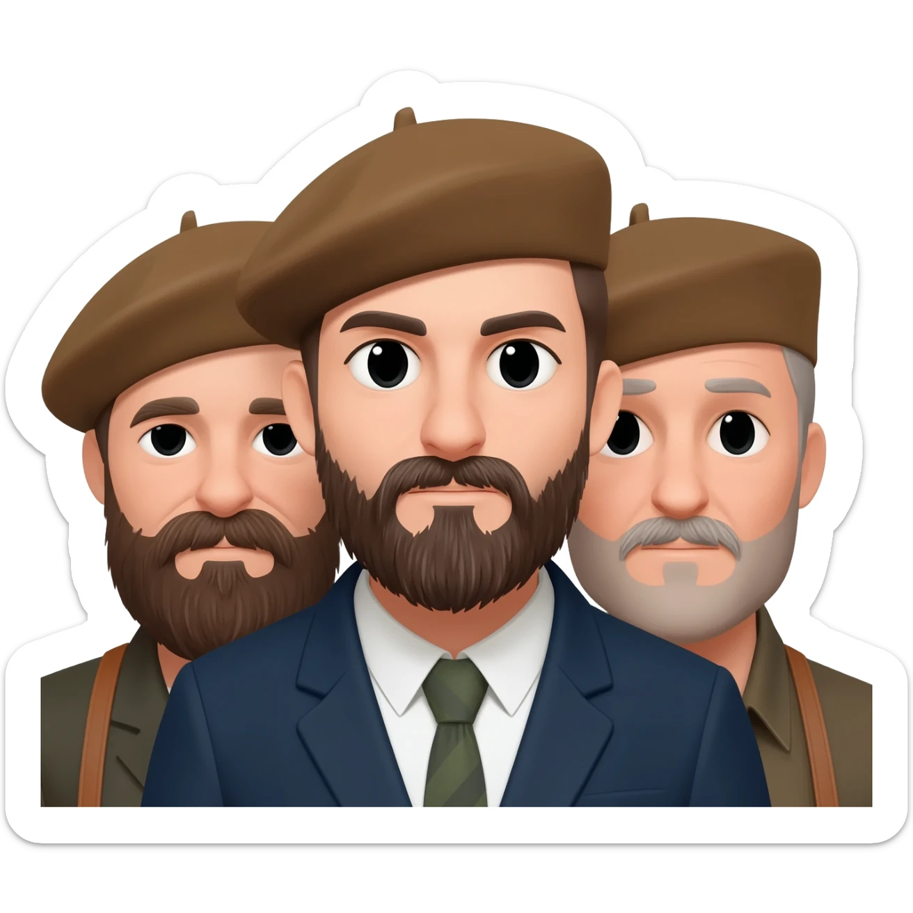 bearded men in berets sticker