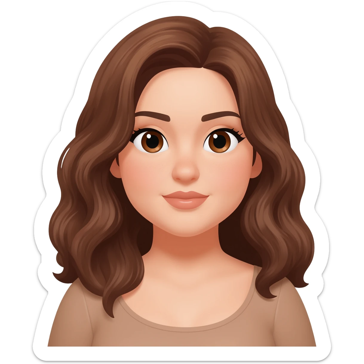 Plus size women  brown eyes ,brown wavey hair sticker