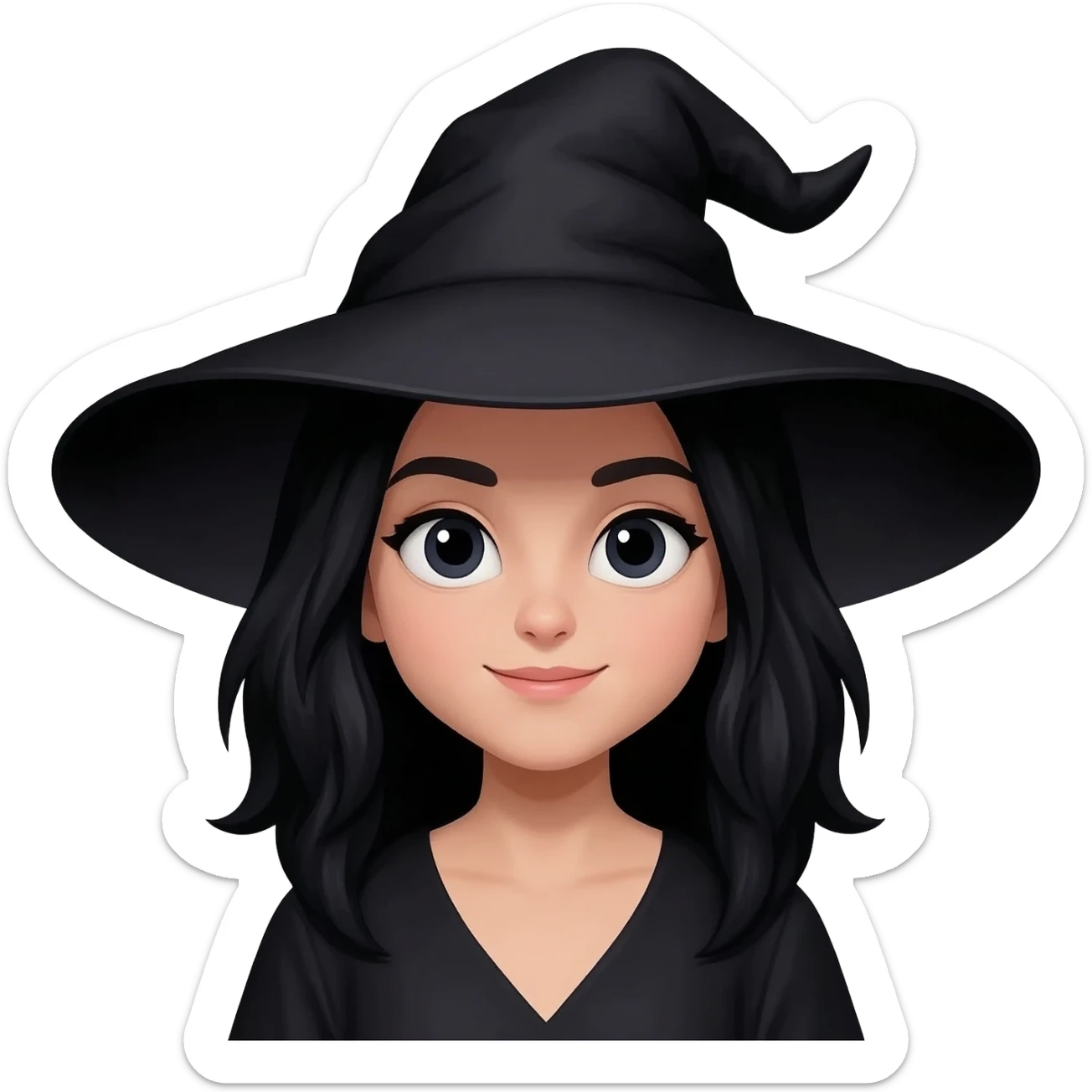 witch with black hair sticker