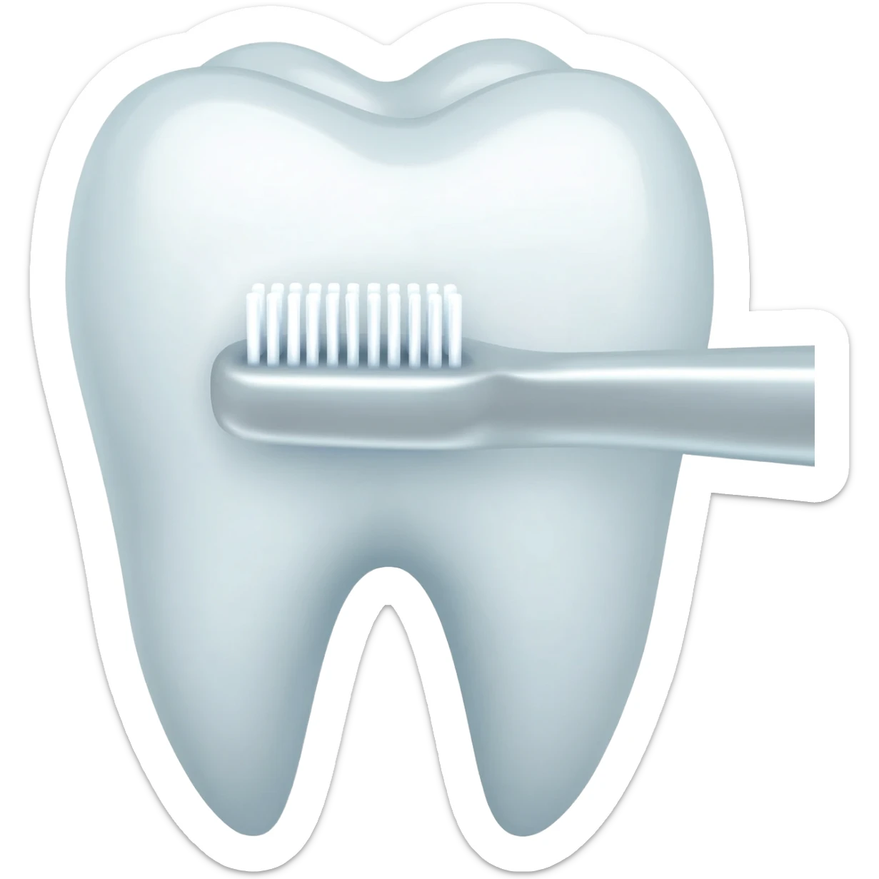 A theet getting washed by a dental brush & shinning during the proccess sticker