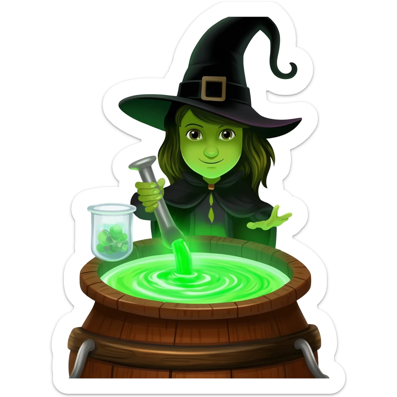 green witch cooking potion sticker
