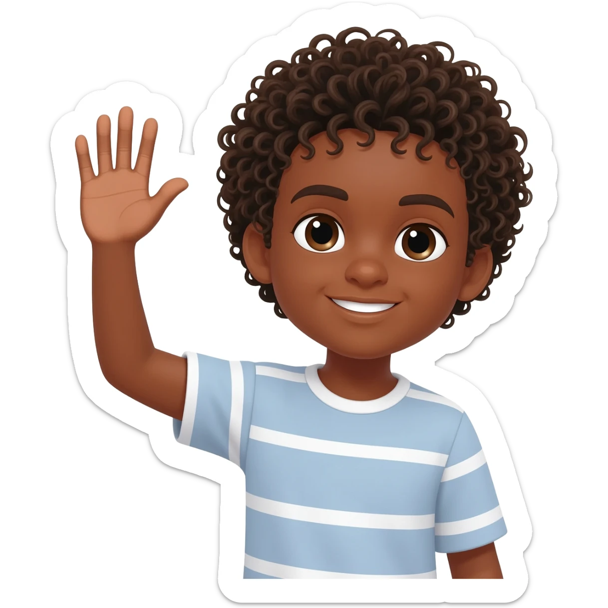 reaching black boy waving curly hair sticker
