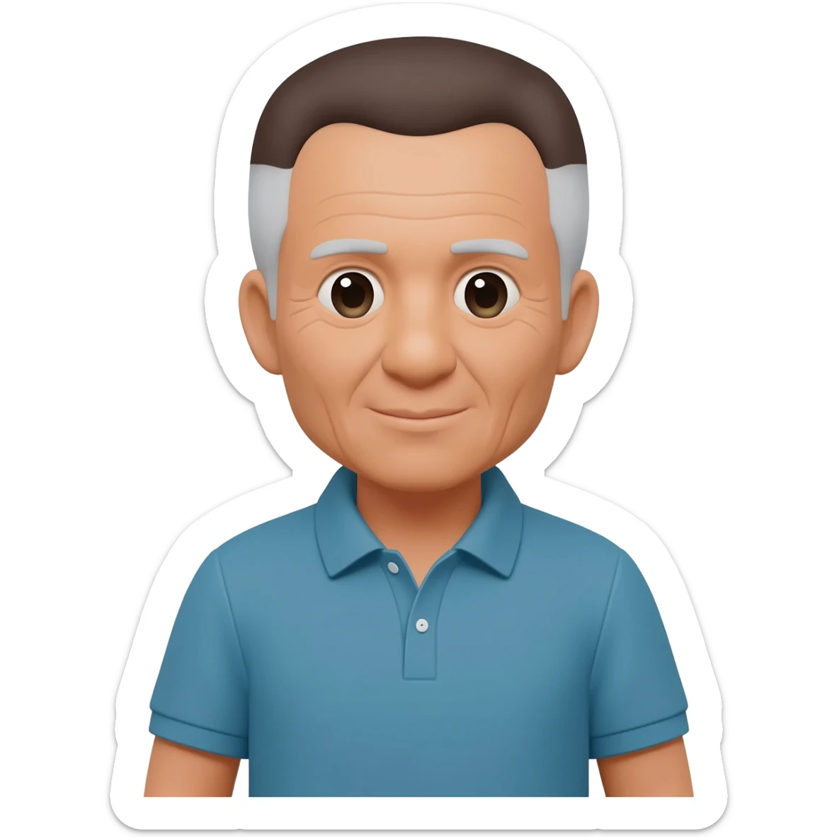 grandpa, short, grey and dark brown hair, polo shirt, filipino sticker