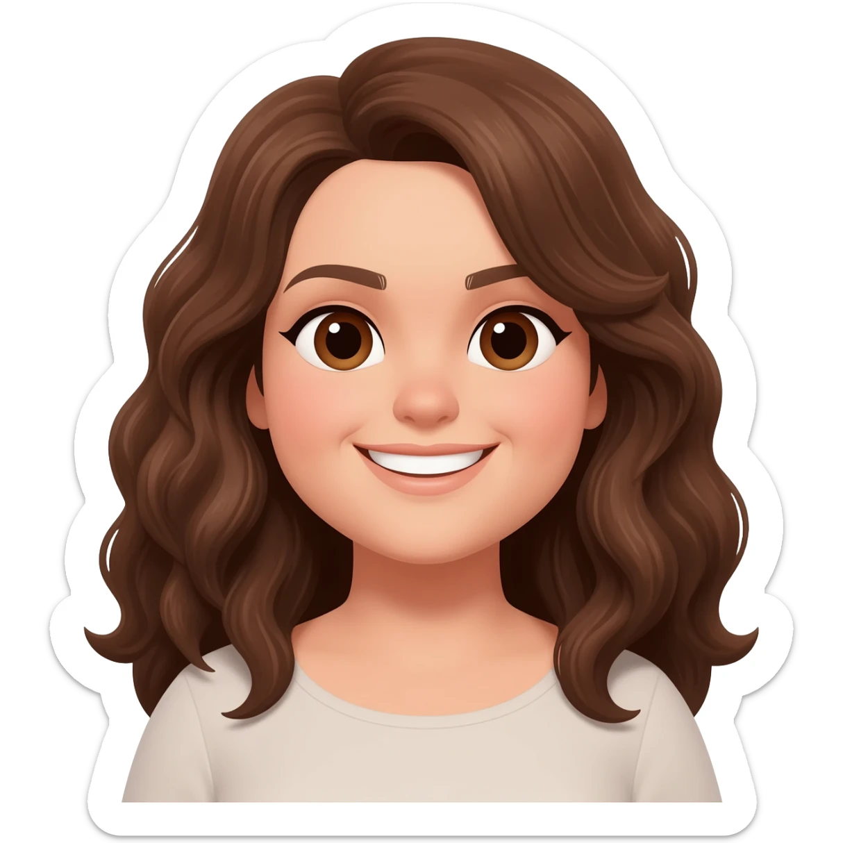 Plus size women  brown eyes ,brown wavey hair sticker