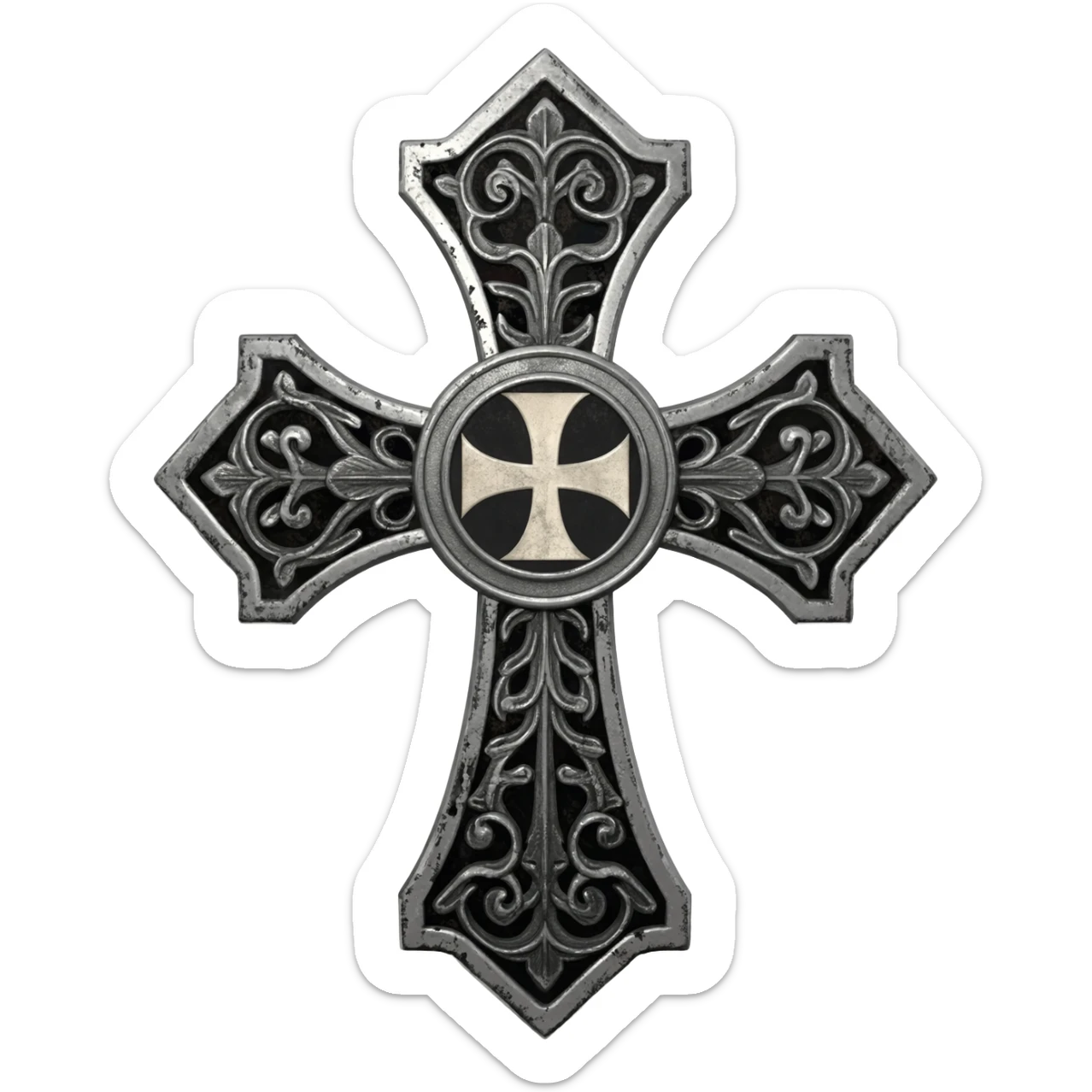 Silver Templar cross sticker