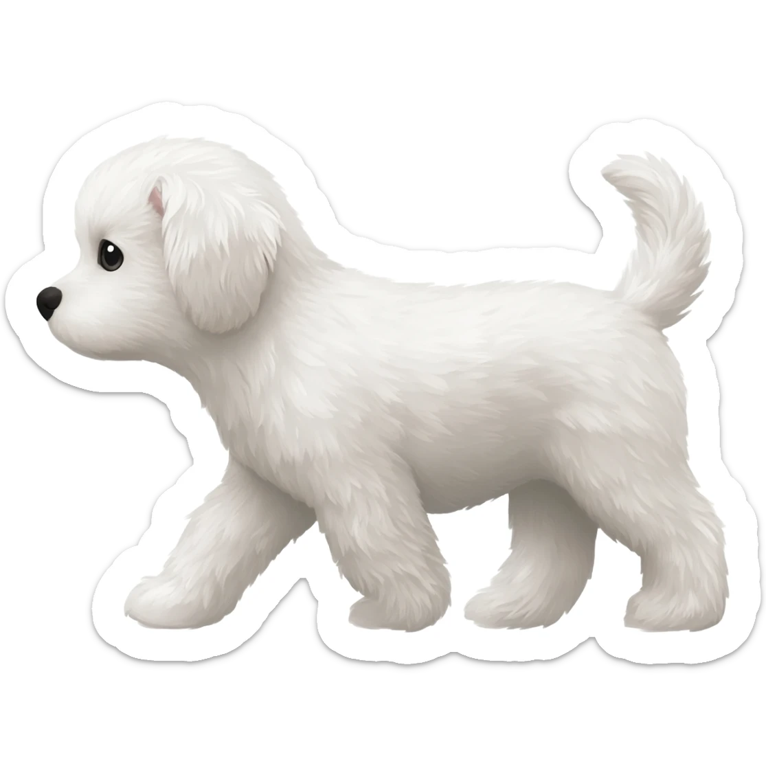 Very smallWhite fluffy dog walking side profile less details Z sticker