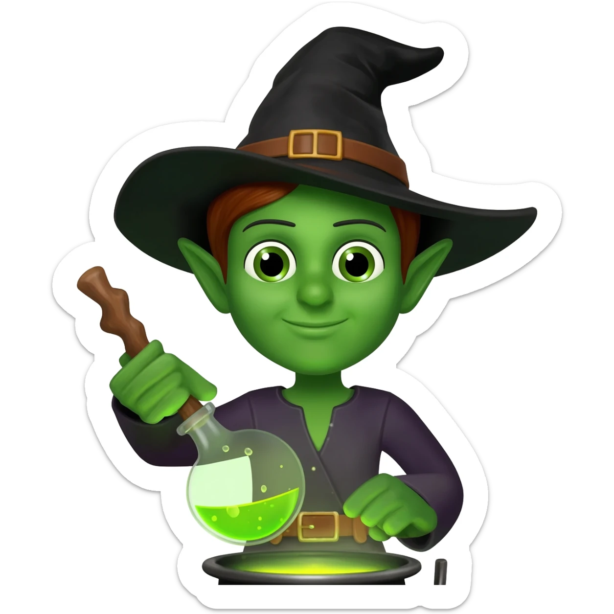 green witch cooking potion sticker