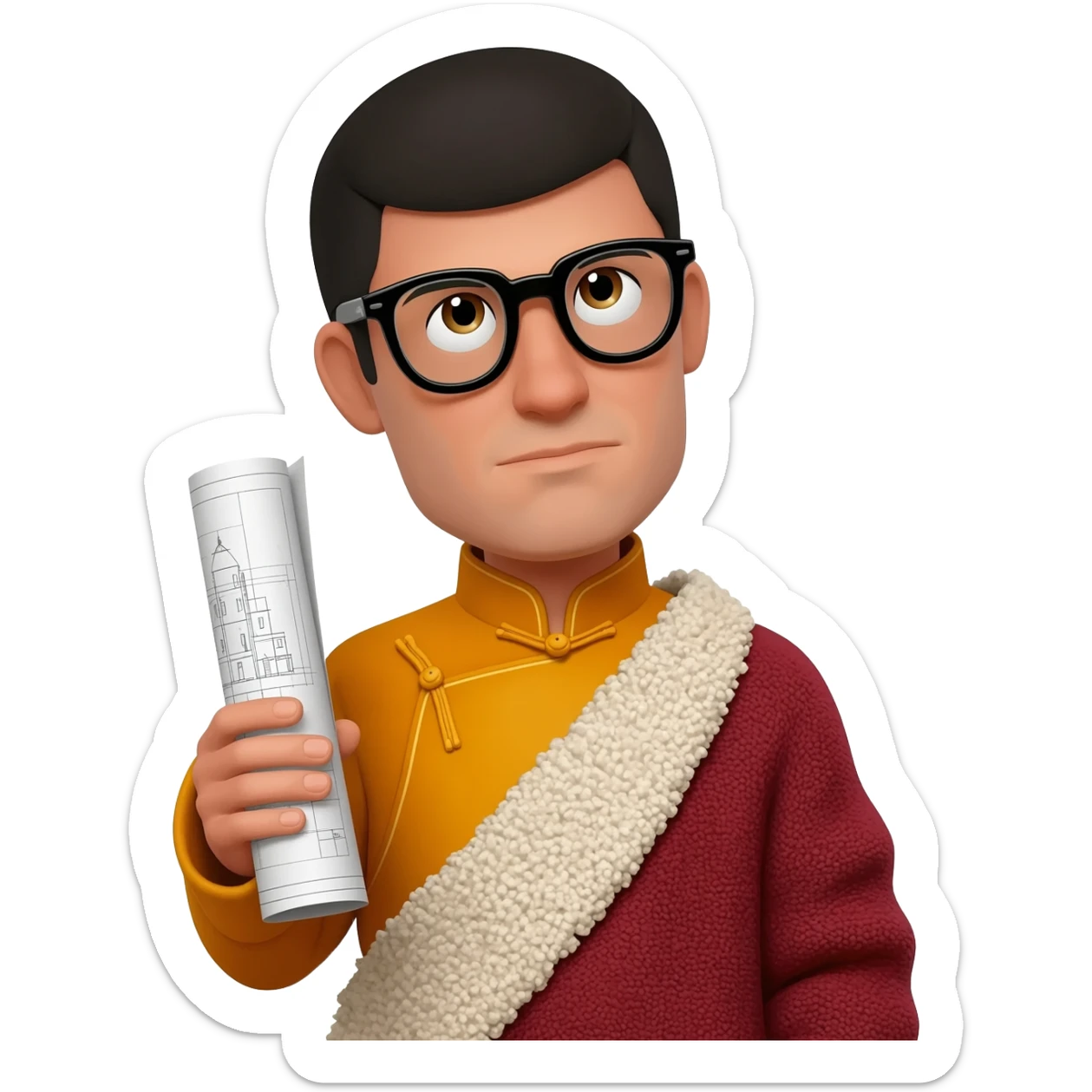 Nerdy sherp wearing glasses and is an architect sticker
