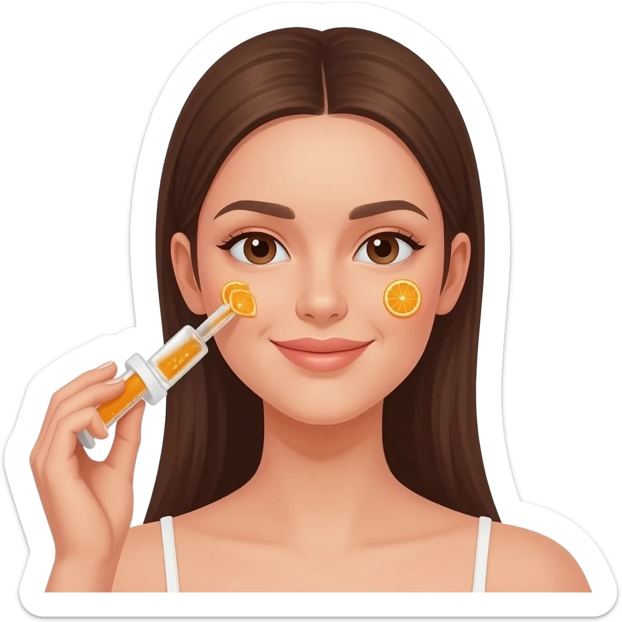 Girl applying Vitamin C serum sticker