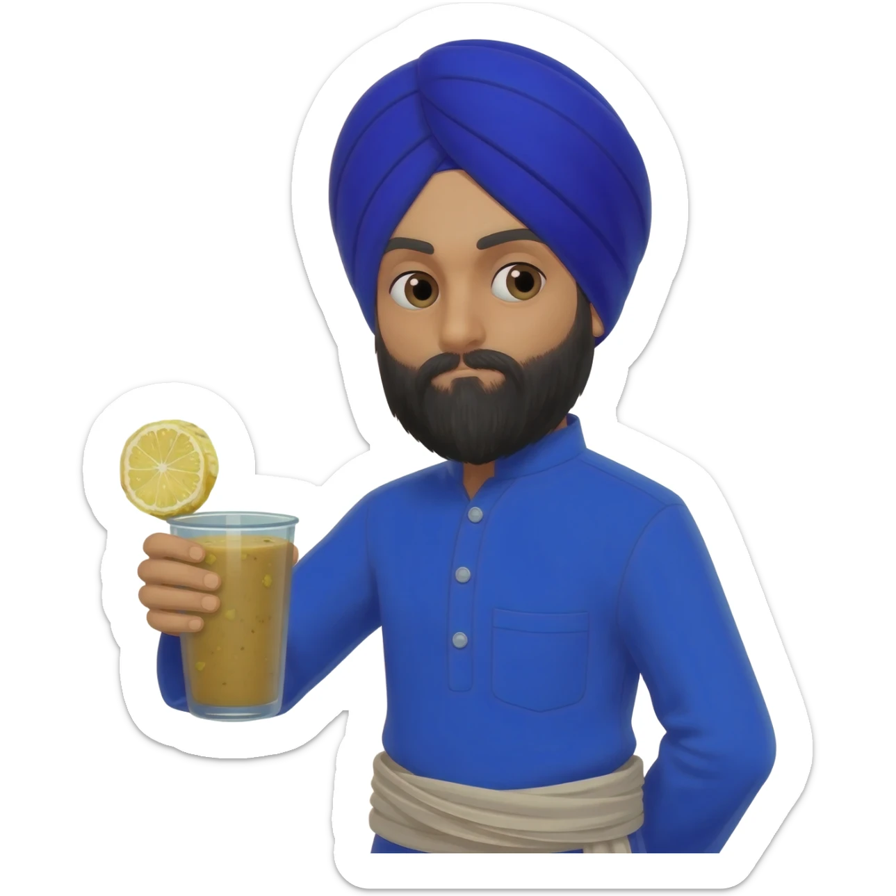 Nihang singh sikh blue dress making ragda drink sticker