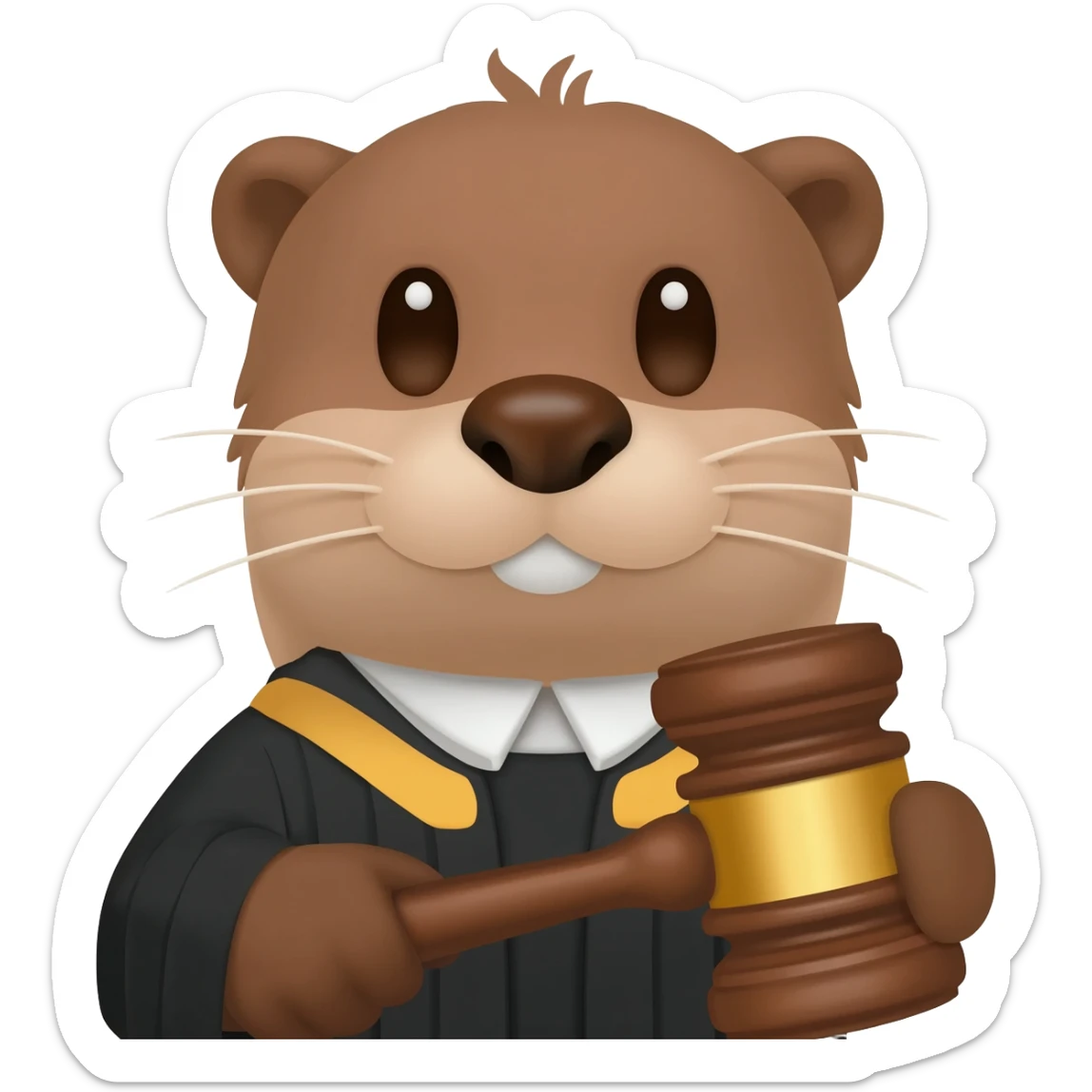 otter head with a judge's gavel sticker