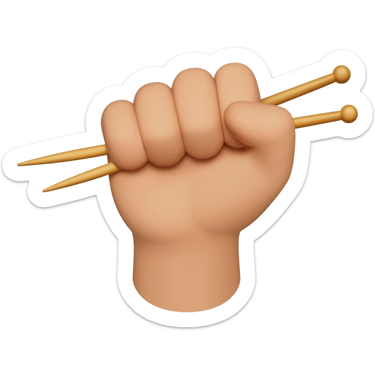 fist holding knittung needles sticker