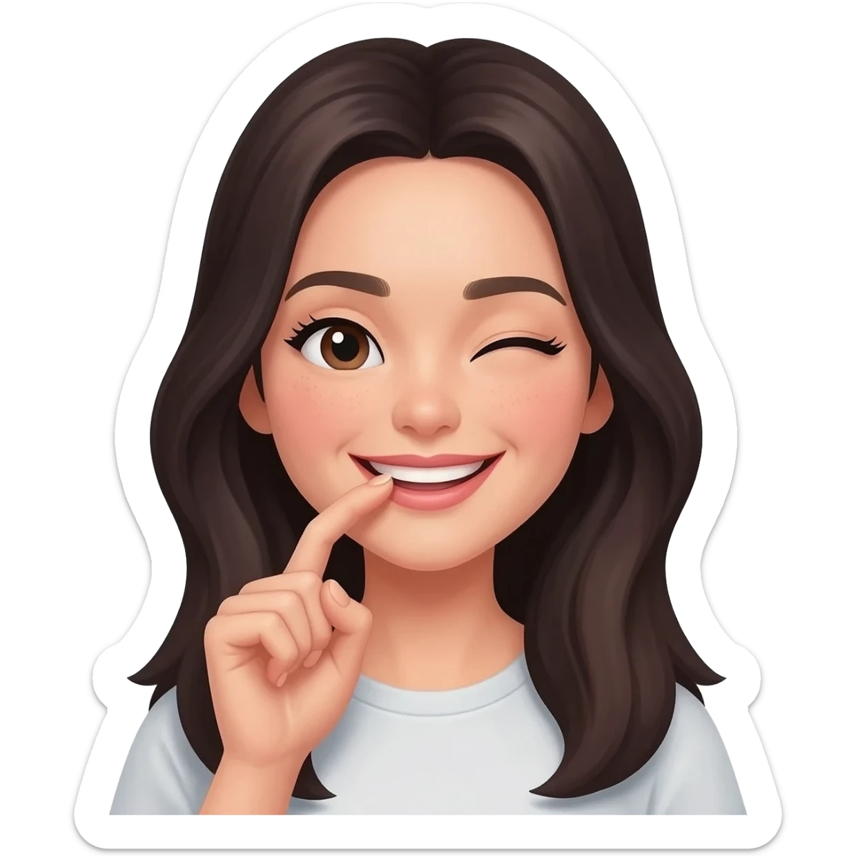 girl biting nail flirting sticker